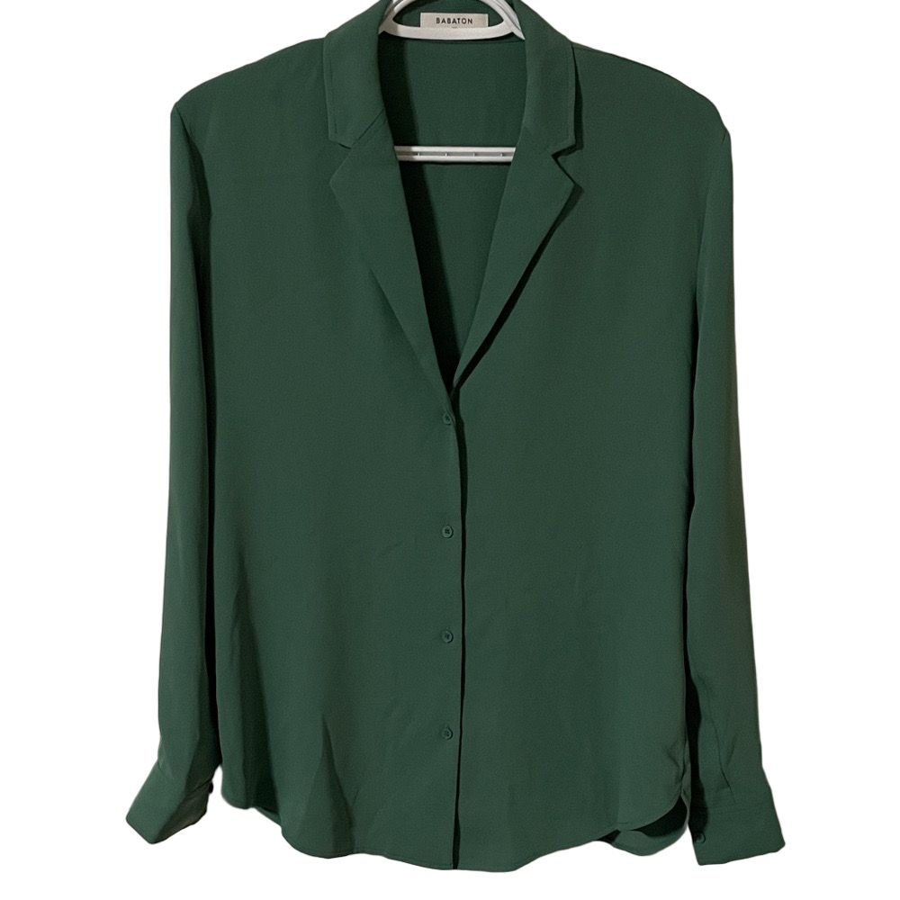 Babaton Forest Green Button-Down Blouse